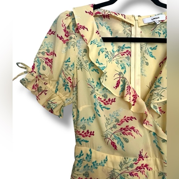 LIKELY Yellow Floral Faux Wrap Romper - Picture 2 of 6